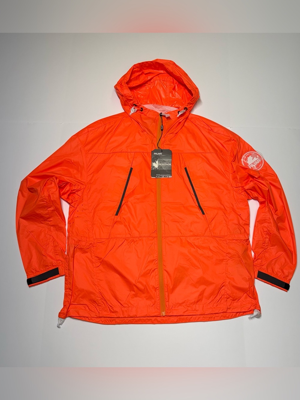 Pajar Canada Sparrow Rain Jacket Lightweight Packable Shocking Orange Mens M NWT